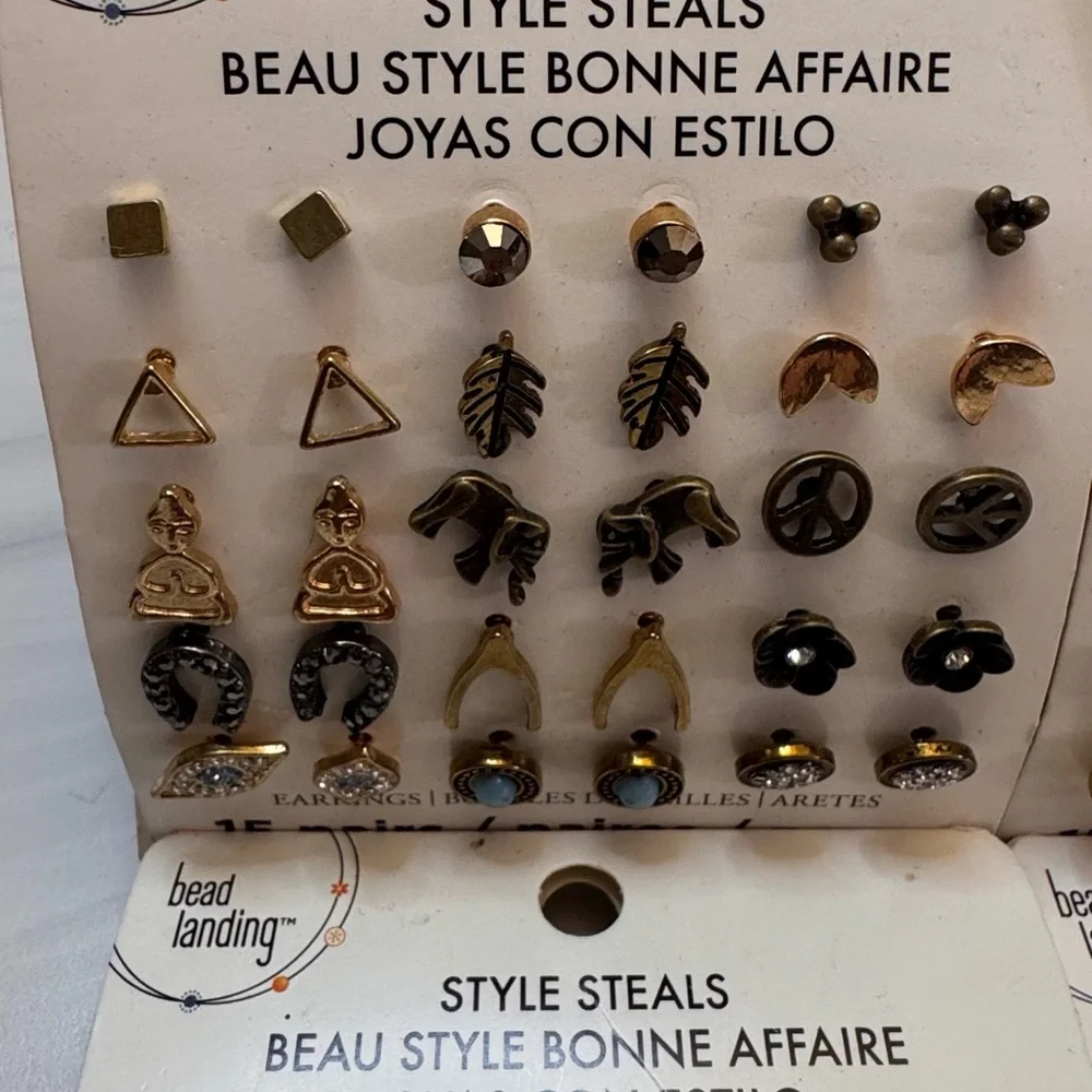 Bead Landing Style Steals Stud Earrings Lot | 15 Pair Cards | Some Singles‎